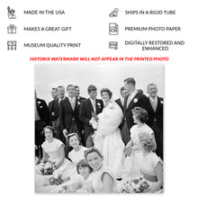 Cargar imagen en el visor de la galería, Digitally Restored and Enhanced 1953 JFK Wedding Print Photo - John and Jackie Kennedy with Wedding Party - Newport Rhode Island - Archival Print