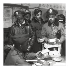 Load image into Gallery viewer, Digitally Restored and Enhanced 1945 Tuskegee Airmen Photo Print - Vintage Photo of Escape Kits Cyanide Distributed to Fighter Pilots World War II Poster