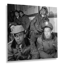 Load image into Gallery viewer, Digitally Restored and Enhanced 1945 Tuskegee Airmen Photo Print - Old World War II Photograph of Tuskegee Airmen Attending a Briefing in Ramitelli Italy