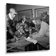 Load image into Gallery viewer, Digitally Restored and Enhanced 1945 Tuskegee Airmen at Ramitelli Italy Photo Print - Old World War II Photo of Several Tuskegee Airmen Poster Wall Art