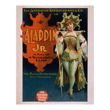 Load image into Gallery viewer, 1894 American Extravaganza Company Poster - Aladdin Jr Arabian Nights - Gilded Age Theater - Archival Print