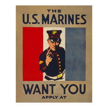 Cargar imagen en el visor de la galería, Digitally Restored and Enhanced 1917 WWI Marines Recruitment Poster - The US Marines Want You - World War I Military Propaganda - Archival Print