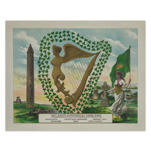 Cargar imagen en el visor de la galería, Digitally Restored and Enhanced 1894 Ireland Print - Historical Emblems Celtic Heritage Symbols - Victorian Irish Culture - Archival Print