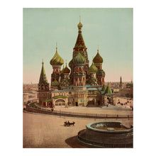 Load image into Gallery viewer, Digitally Restored and Enhanced 1890 Russia Church Print - St Basil Cathedral Red Square Moscow - Victorian Imperial Russia - Archival Print