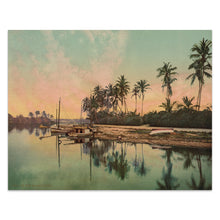 Load image into Gallery viewer, Digitally Restored and Enhanced 1900 Miami River Print - Florida Sunset Palm Trees - Tropical Paradise Detroit Photochrom Tourism - Archival Print