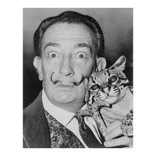 Cargar imagen en el visor de la galería, Digitally Restored and Enhanced 1965 Salvador Dali Photo - Surrealist Artist with Ocelot - St Regis Hotel New York Portrait - Archival Print