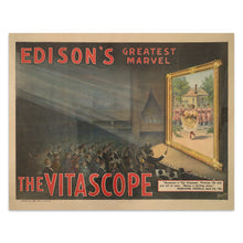 Load image into Gallery viewer, Digitally Restored and Enhanced 1896 Edison Vitascope Poster - Early Cinema Motion Picture - Victorian Film History Invention - Archival Print
