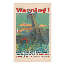 Cargar imagen en el visor de la galería, Digitally Restored and Enhanced 1917 WWI Industrial Safety Poster - Warning Careless Work - World War I Home Front Propaganda - Archival Print