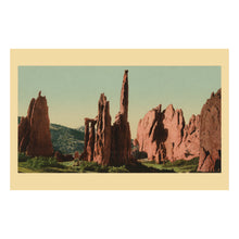 Load image into Gallery viewer, Digitally Restored and Enhanced 1898 Cathedral Spires Print - Garden of the Gods Colorado Springs - Western Geological Formation - Archival Print