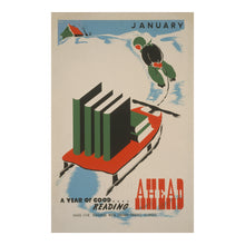 Load image into Gallery viewer, Digitally Restored and Enhanced 1941 WPA Library Art Poster - A Year of Good Reading Ahead - Pre-War Americana Literacy - Archival Print