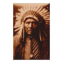 Load image into Gallery viewer, Digitally Restored and Enhanced 1905 Three Horses Portrait Print - Indigenous Headdress Plains Chief - Early American Photography - Archival Print