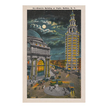 Load image into Gallery viewer, Digitally Restored and Enhanced 1920 Buffalo Electric Tower Photo - Night Skyline New York Architecture - Illuminated Landmark - Archival Print