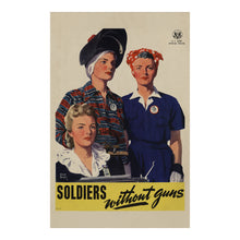 Load image into Gallery viewer, Digitally Restored and Enhanced 1944 WWII Womens Land Army Poster - Soldiers Without Guns - World War II Home Front Propaganda - Archival Print