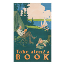 Cargar imagen en el visor de la galería, Digitally Restored and Enhanced 1910 Father Son Camping Print - Lakeside Reading Progressive Era - Outdoor Recreation Family - Archival Print