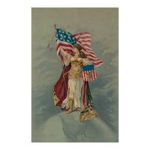 Cargar imagen en el visor de la galería, Digitally Restored and Enhanced 1890 Lady Columbia Print - American Flag Globe - Gilded Age Patriotic Americana Symbol - Archival Print