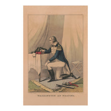 Cargar imagen en el visor de la galería, Digitally Restored and Enhanced 1840 Washington at Prayer Print - Revolutionary War Currier Ives - Patriotic Founding Father - Archival Print