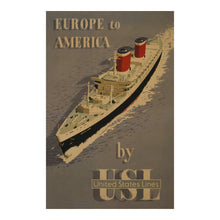Cargar imagen en el visor de la galería, 1955 SS United States Print - Ocean Liner Transatlantic - Blue Riband Speed Record American Maritime - Archival Print