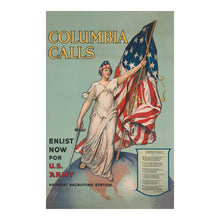 Cargar imagen en el visor de la galería, Digitally Restored and Enhanced 1916 Columbia Calls Poster - Enlist Now US Army WWI Recruitment - Pre-War Patriotic Propaganda - Archival Print