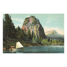 Load image into Gallery viewer, Digitally Restored and Enhanced 1908 Castle Rock Print - Columbia River Gorge Beacon Rock - Lewis and Clark Washington Landmark - Archival Print