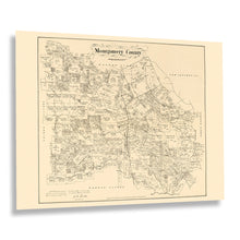 Load image into Gallery viewer, Digitally Restored and Enhanced 1880 Montgomery County Texas Map Print - Montgomery County Texas Map Wall Art - Vintage Map of Montgomery Texas Poster