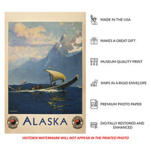 Load image into Gallery viewer, 1920 Alaska Northern Pacific Railroad Travel Poster - Vintage Native Potlatch Tourism - Pacific Northwest Railway Art - Archival Reproduction