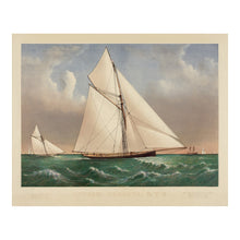 Cargar imagen en el visor de la galería, Digitally Restored and Enhanced 1885 Cutter Genesta Print - Currier Ives Yacht Racing Royal Squadron Gilded Age Maritime - British Sail - Archival Print