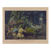 Cargar imagen en el visor de la galería, Digitally Restored and Enhanced 1862 American Frontier Life Hunters Stratagem Print - Currier Ives Western Wilderness - Civil War Era - Archival Print