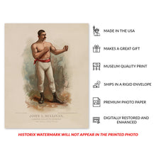 Cargar imagen en el visor de la galería, Digitally Restored and Enhanced 1883 John L Sullivan Photo Print - Vintage Photo of Heavyweight Champion Pugilist John L Sullivan Wall Art Poster