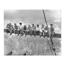 Cargar imagen en el visor de la galería, Digitally Restored and Enhanced 1932 Lunch Atop A Skyscraper Photo Print - Vintage Photo of Eleven Ironworkers Having Lunch Atop A Skyscraper Wall Art