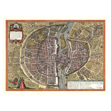 Load image into Gallery viewer, Digitally Restored and Enhanced 1572 Paris France Bird's Eye City Map - Renaissance Lutetia Plan - Historic Seine River Cartography - Museum-Quality Print