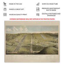 Cargar imagen en el visor de la galería, Digitally Restored and Enhanced 1865 Camp Dennison Map Print - Vintage Bird's Eye View Map of Camp Dennison Northeast of Cincinnati Ohio Wall Art Poster