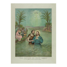 Cargar imagen en el visor de la galería, Digitally Restored and Enhanced 1893 Baptism of Jesus Christ Print - Currier Ives Biblical River Jordan Religious Art - Devotional - Archival Print