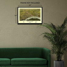 Load image into Gallery viewer, Digitally Restored and Enhanced 1878 Birds Eye View Richmond Maine Print - Ruger Kennebec River Shipbuilding Ice Harvest - Gilded Age - Archival Print