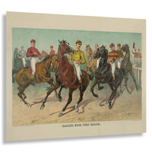 Cargar imagen en el visor de la galería, Digitally Restored and Enhanced 1893 Eager for the Race Print - Currier Ives Louis Maurer Thoroughbred Horse Racing - Gilded Age - Archival Print