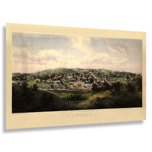 Cargar imagen en el visor de la galería, Digitally Restored and Enhanced 1857 Birds Eye View Staunton Virginia Print - Edward Beyer Shenandoah Valley Railroad - Antebellum - Archival Print