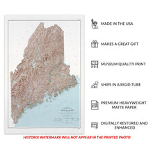 Load image into Gallery viewer, Digitally Restored and Enhanced 1977 Maine Map Print - Vintage State of Maine Base Map with Highways & Contours - Old Map of Maine Poster Wall Art