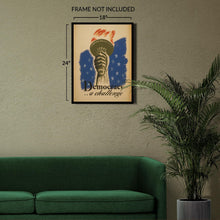 Load image into Gallery viewer, Digitally Restored and Enhanced 1936 Democracy A Challenge Statue of Liberty WPA Federal Art Project Poster - Depression Era Art Deco - Archival Reproduction
