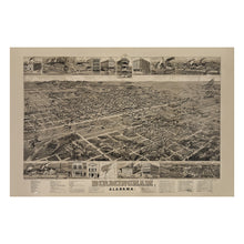 Cargar imagen en el visor de la galería, Digitally Restored and Enhanced 1885 Birmingham Alabama Print - Norris Wellge Magic City Iron Steel Industry Birds Eye - Gilded Age - Archival Print