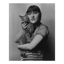 Load image into Gallery viewer, Digitally Restored and Enhanced 1916 Dolly and Buzzer Photo - Girl with Cat - Progressive Era Childhood Pet Portrait Photography - Archival Print