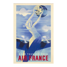 Load image into Gallery viewer, Digitally Restored and Enhanced 1935 French Aviation Print - Dans Tous les Ciels - Art Deco Winged Victory Golden Age Airline - Archival Print