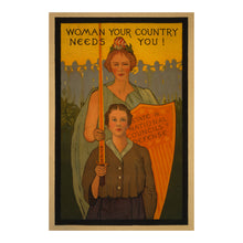 Cargar imagen en el visor de la galería, Digitally Restored and Enhanced 1917 WWI Women's Recruitment Poster - Woman Your Country Needs You - World War I Propaganda - Archival Print