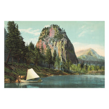 Load image into Gallery viewer, Digitally Restored and Enhanced 1908 Castle Rock Print - Columbia River Gorge Beacon Rock - Lewis and Clark Washington Landmark - Archival Print