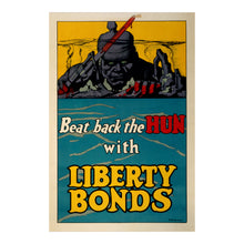 Load image into Gallery viewer, Digitally Restored and Enhanced 1918 WWI Liberty Poster - Beat Back the Hun - World War I Propaganda Fourth Liberty Loan - Archival Print
