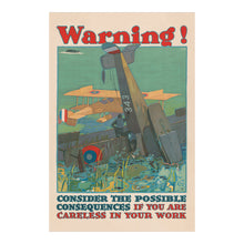Cargar imagen en el visor de la galería, Digitally Restored and Enhanced 1917 WWI Industrial Safety Poster - Warning Careless Work - World War I Home Front Propaganda - Archival Print