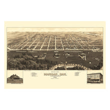 Load image into Gallery viewer, Digitally Restored and Enhanced 1883 Mandan North Dakota Map Poster - Old Bird's Eye View of Mandan City Morton County North Dakota State Map Wall Art