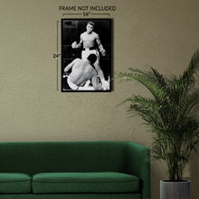 Load image into Gallery viewer, Digitally Restored and Enhanced 1934 Muhammad Ali VS Sonny Liston Poster Photo - Old Photo Print of The Greatest Muhammad Ali Standing Over Sonny Liston