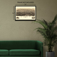 Load image into Gallery viewer, Digitally Restored and Enhanced 1883 Mandan North Dakota Map Poster - Old Bird's Eye View of Mandan City Morton County North Dakota State Map Wall Art