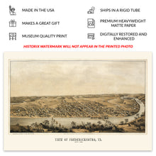 Load image into Gallery viewer, Digitally Restored and Enhanced 1862 Fredericksburg Virginia Map Print - Vintage Map of Virginia Poster - Old View of Fredericksburg VA Map