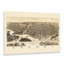 Load image into Gallery viewer, Digitally Restored and Enhanced 1887 La Crosse Wisconsin Map Poster - Vintage Bird's Eye View Perspective of La Crosse Map of Wisconsin Wall Art Print