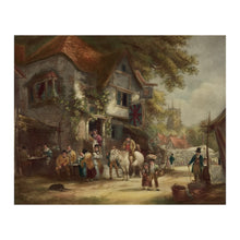 Load image into Gallery viewer, Digitally Restored and Enhanced 1928 Village Festival Print - William Shayer English Country Tavern Celebration - Victorian Art - Archival Print